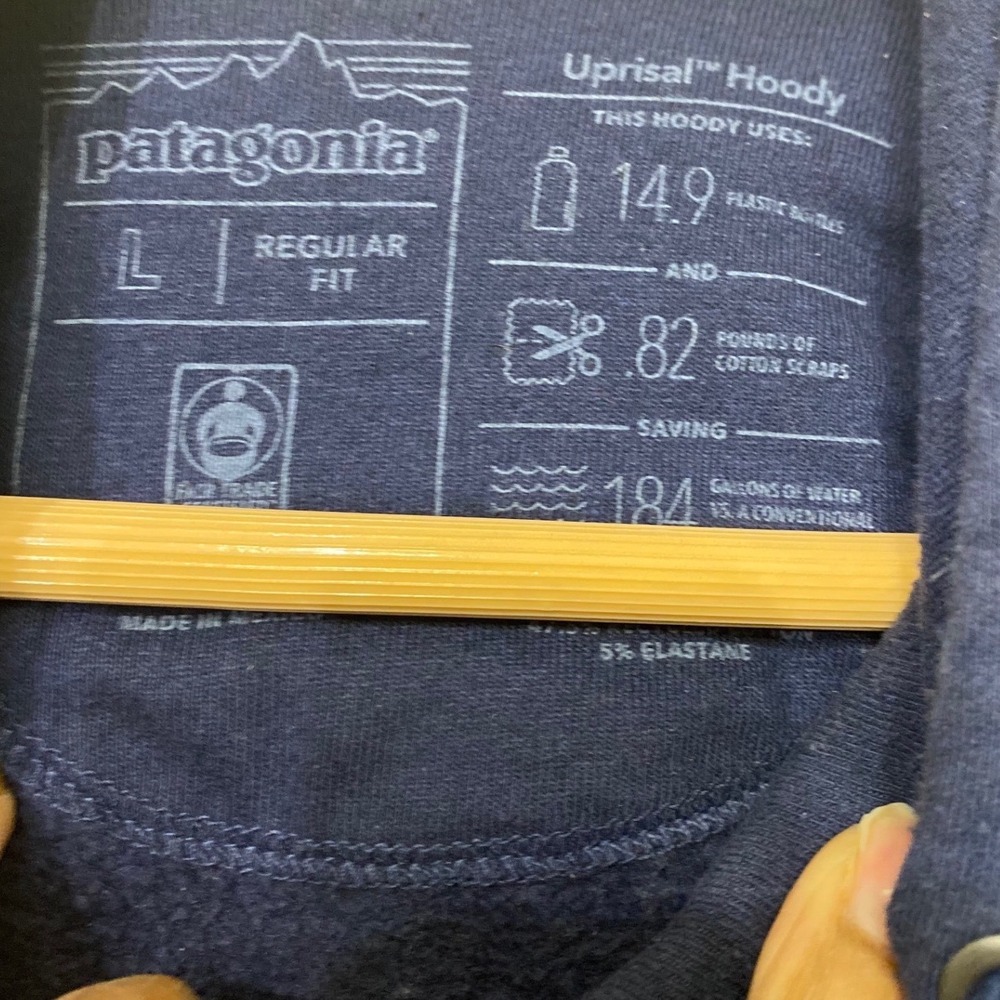 Patagonia Womens P-6 Logo Uprisal Hoody Navy Blue Recycled Pullover Hoodie Large - Picture 4 of 5